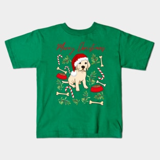 Merry Christmas Labrador puppy cute dog Seasons Greetings Tis The Season To Be Jolly Kids T-Shirt